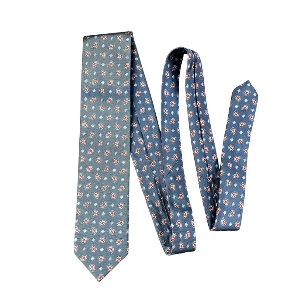 Jos. A. Bank Heritage Collection Blue Paisley Silk Handmade Necktie 59inch